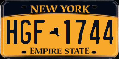 NY license plate HGF1744