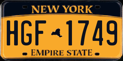 NY license plate HGF1749