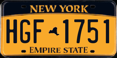 NY license plate HGF1751