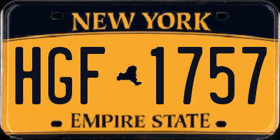 NY license plate HGF1757