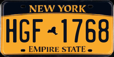 NY license plate HGF1768