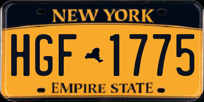 NY license plate HGF1775