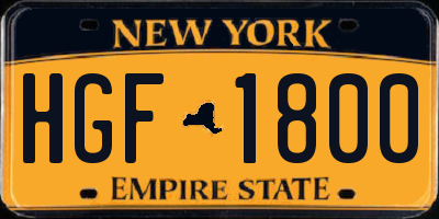 NY license plate HGF1800
