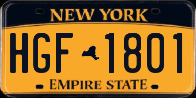 NY license plate HGF1801