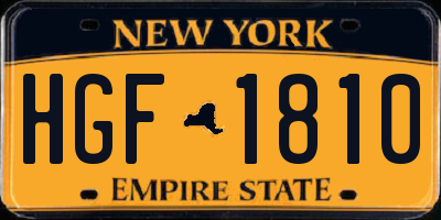 NY license plate HGF1810
