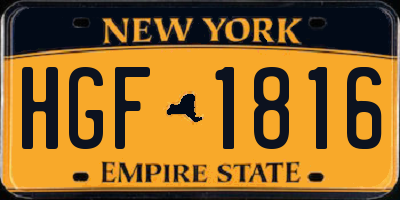 NY license plate HGF1816