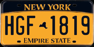 NY license plate HGF1819