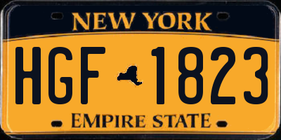 NY license plate HGF1823