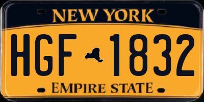 NY license plate HGF1832