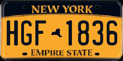 NY license plate HGF1836
