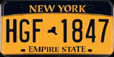 NY license plate HGF1847