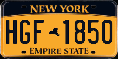 NY license plate HGF1850