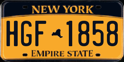 NY license plate HGF1858