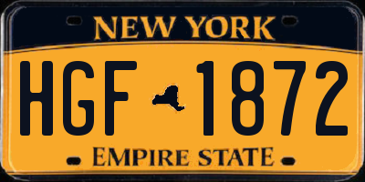 NY license plate HGF1872