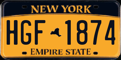 NY license plate HGF1874