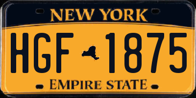NY license plate HGF1875