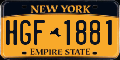 NY license plate HGF1881