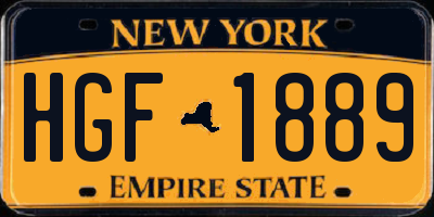 NY license plate HGF1889