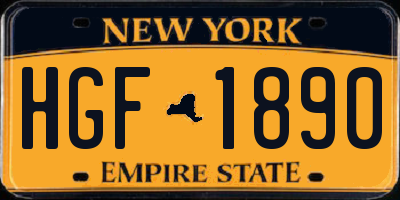 NY license plate HGF1890