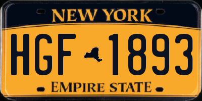 NY license plate HGF1893