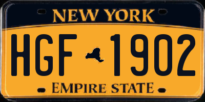 NY license plate HGF1902
