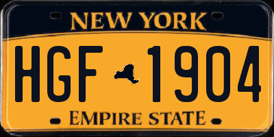 NY license plate HGF1904