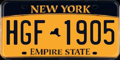 NY license plate HGF1905