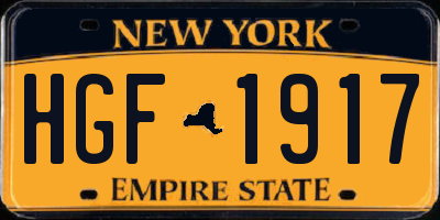 NY license plate HGF1917
