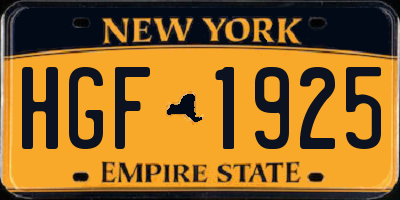 NY license plate HGF1925