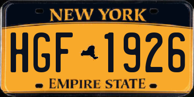 NY license plate HGF1926