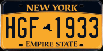 NY license plate HGF1933