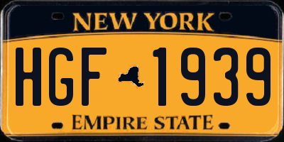 NY license plate HGF1939