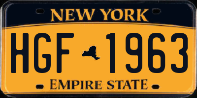 NY license plate HGF1963