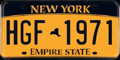 NY license plate HGF1971