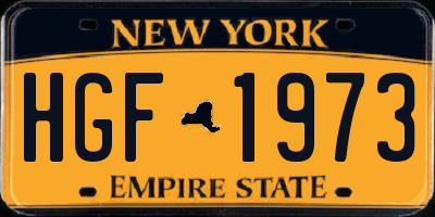 NY license plate HGF1973