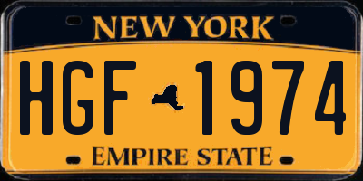 NY license plate HGF1974