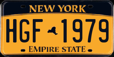 NY license plate HGF1979