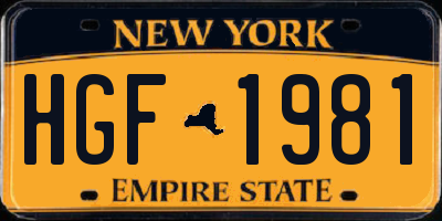 NY license plate HGF1981