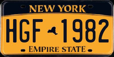 NY license plate HGF1982