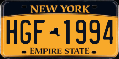 NY license plate HGF1994