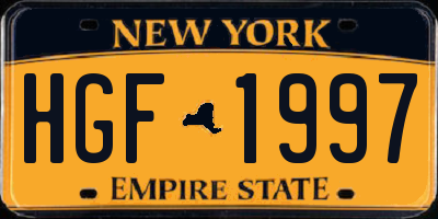 NY license plate HGF1997