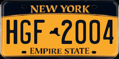 NY license plate HGF2004