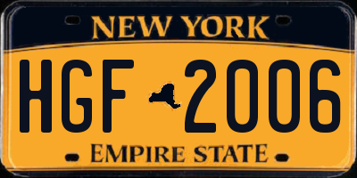 NY license plate HGF2006