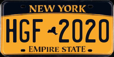 NY license plate HGF2020