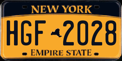 NY license plate HGF2028