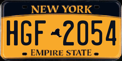 NY license plate HGF2054