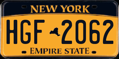 NY license plate HGF2062