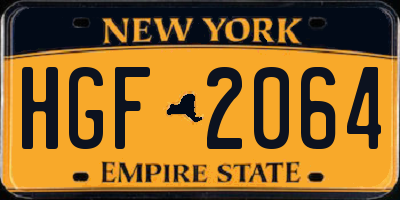 NY license plate HGF2064