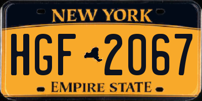 NY license plate HGF2067