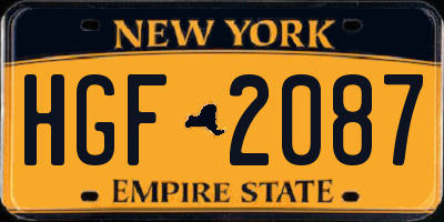 NY license plate HGF2087